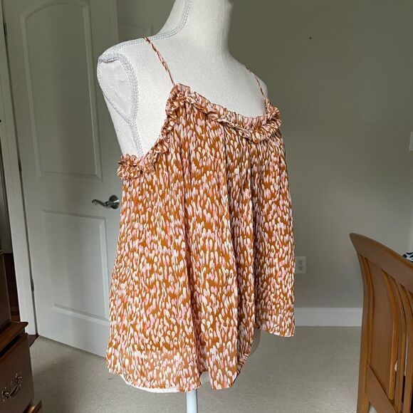 JOIE Ackley Print Silk Flowy Tank With Crisscross Straps in Back - Picture 6 of 10